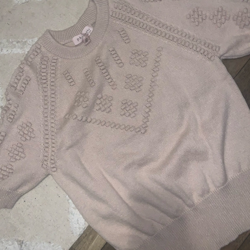 Philosophy sweater knit detail fall tan boho summer Anthropologie classic casual - Picture 4 of 5